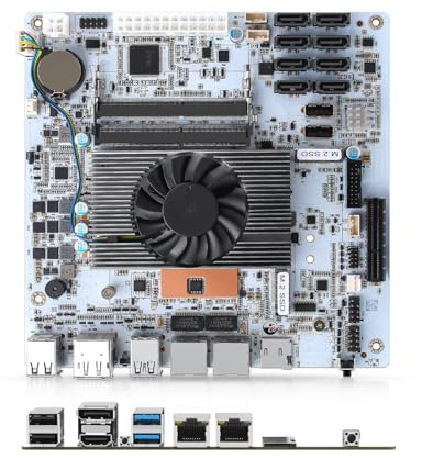 ROUAFWIT Mni ITX NAS Motherboard 8 Bay i5 8265U, 17X17cm PC Mainboard mit 2X 2.5GbE LAN, 2 x DDR4 Slot, 2 x NVMe, 1x PCI-Ex4, Support VT-x/VT-d, HD+DP 4K, Barebone