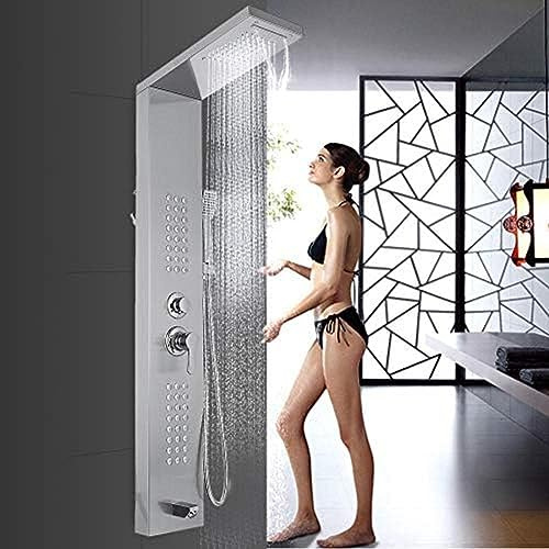 Stainless Steel Rainfall Shower Panel Tower System - Multi-Function Spa Shower Panel with Body age Jets & Tub Luxury Bathroom Upgrade