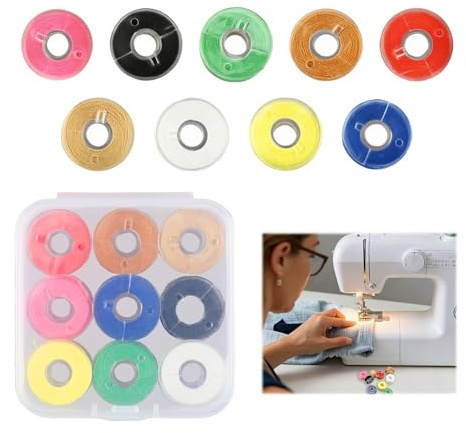 Bobbins for Sewing Machine 9 Pcs, Sewing Machine Thread with Bobbin Case Pre-Wound Bobbins for Brother Janome Singer Babylock Elna Handheld Sewing Machine Embroidery Machine (Assorted Colors)