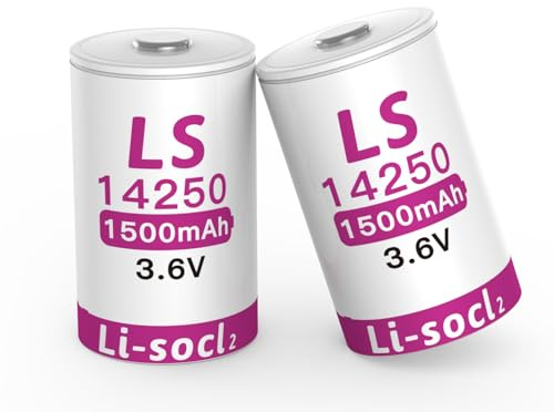 14250 Battery 1500 mAh 3.6 V LS 14250 AA Lithium Battery (Pack of 2), Not Rechargeable