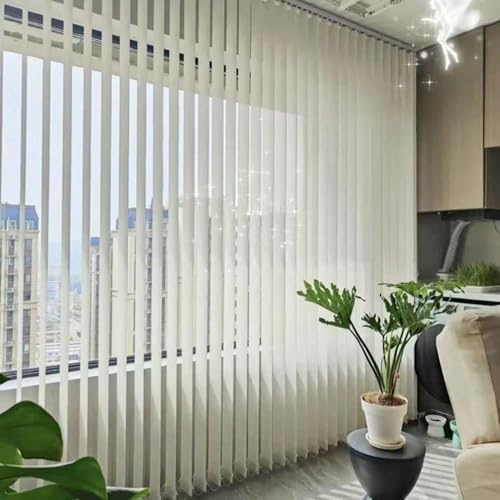 tow000ack Lamellenvorhang Komplettset,Weiß Vertikaljalousie,Vertikal Verdunkelungslamellen Fenster Vorhang Schiebevorhang für Haus und Wohnung,Terrasse,Anpassbar,Breite x Höhe (160cm x 160cm)