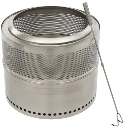 Ø 50 cm rökfri eldskål, bärbar eldstad för camping med stativ, bärväska och brandkrok, vikbar eldstad i rostfritt stål, dubbel väggdesign, bärbart campingkök för trädgård och utomhuskvällar