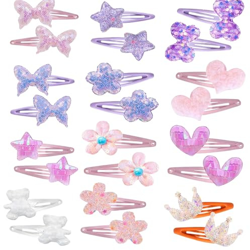 Floruvia 12 Pairs Hair Clips für Mädchen, Glitzer-Haarspangen für Kinder, Süße Haarschmuck für Mädchen, Bunte Clips für Toddler Mädchen (Multicolor)