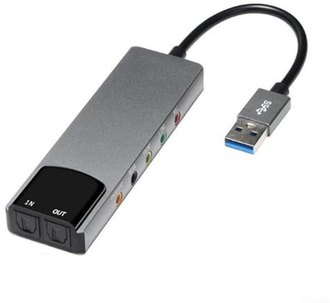 Carte son externe USB en aluminium avec sortie optique SPDIF, audio surround 5.1 canaux pour Windows et Mac, gris compact