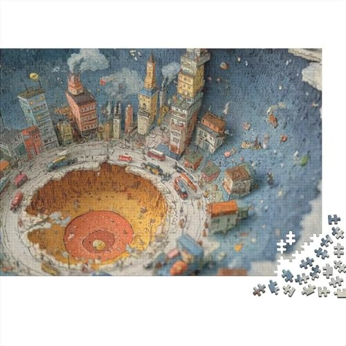 Mutige Neue Welt Karton 1000 PC DIY Buch mit Stadtbild Puzzle, Familienspiel Erwachsene & Kinder 12+, Stresslinderung, Farben & Wanddekoration 38x26cm/1000pcs