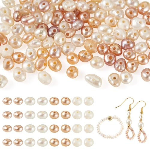 Crafans 100Pcs Natural Freshwater Pearl Beads 2MM Mini Cultured Pearls Rondelle Freshwater Pearl Beads Jewelry Pearls for DIY Bracelet Necklace Earring Rings Crafting Jewelry Making