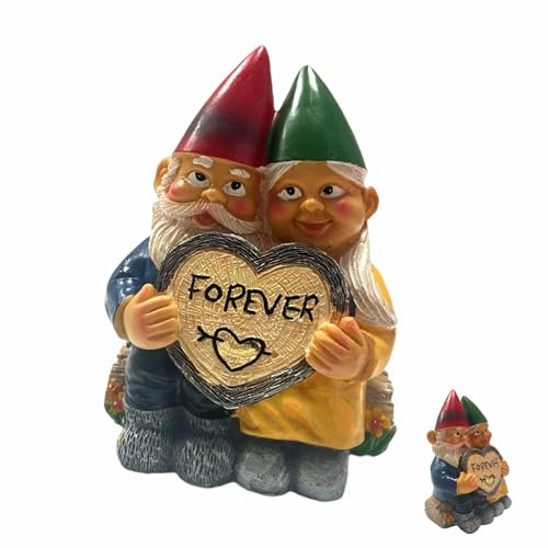 Statue de Couple de Gnomes Statue de gnomes de Jardin Figurines de Nains | en Résine pour les Décorations de Pelouse de Patio de Jardin à la Maison