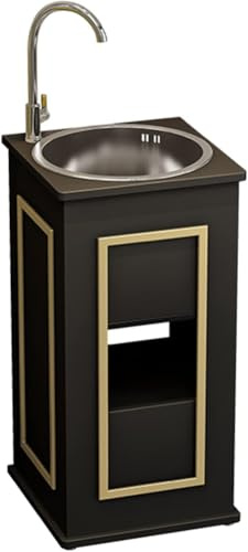 Fregadero de baño independiente, estilo industrial con almacenamiento, moderno lavabo de hierro artístico, diseño de pie