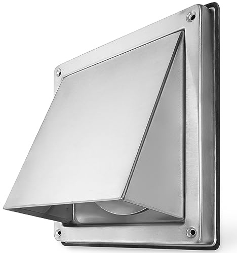 calimaero® HWG Grille Ventilation 100mm, Grille Aeration Inox, Grille d'évacuation d'air, Clapet Anti-retour Intégré, Résistant aux Intempéries, Couverture de la Hotte d'aspiration Extérieure