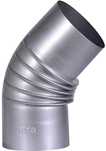 FIREFIX A100/B4 FAL Bogen 45°, starr, ø 100 mm - Ofenrohre aus Stahlblech, 0,6 mm stark, innenliegend gemufft, Längen lasergeschweißt, Silber