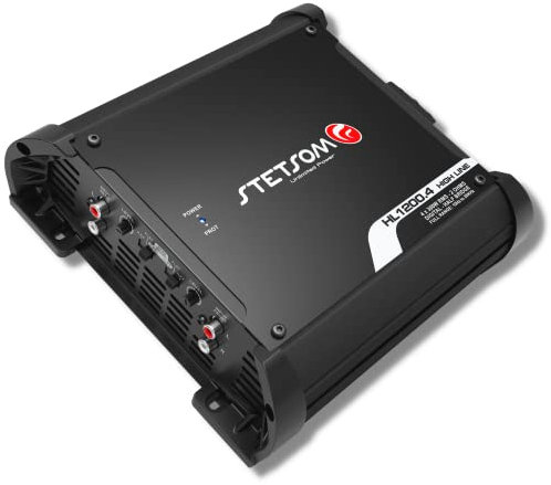 Stetsom HL 1200.4 2 Ohm Multichannel Stereo Car Audio Amplifier, HL1200.4 1.2K Watts RMS, 4 Channel, 2Ω Stable Full Range HD Sound Quality MD Crossover HPF LPF Bass Boost Front Rear Bridge