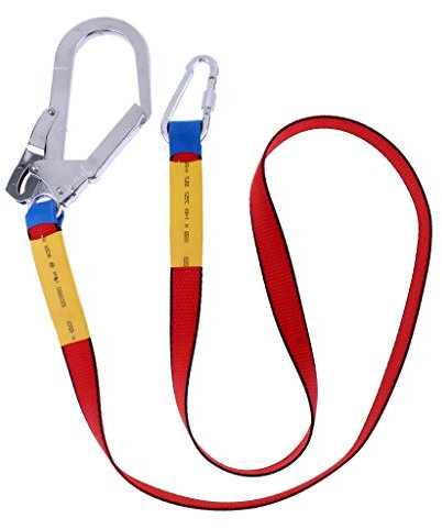 Imbracatura Anticaduta Regolabile Multiuso da Arrampicata Fettuccia in Nastro Cordino Anticaduta con Doppio Moschettone, 180 x 2,8 cm, Rosso