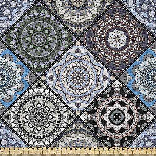 ABAKUHAUS marokkanisch Stoff als Meterware, Antikes kulturelles Volk, Microfaser Stoff für Dekoratives Basteln, 1M (230x100cm), Mehrfarbig