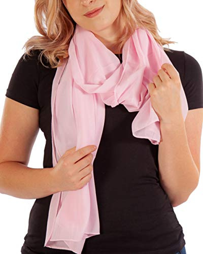 Schal Damen PRIMAVERA XXL Schals & Tücher in frischem Rosa Halstuch Stola Pashmina aus Chiffon für Sommer Frühling Ganzjährig Tuch Damenschal Chiffontücher (Rosa)