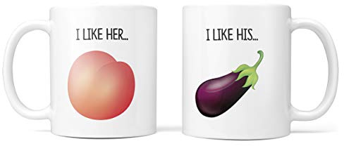 I Like His Her Rude Foods Mug Set - Funny Relationship Gifts for Girlfriend Boyfriend Husband Wife Anniversary Christmas Valentines