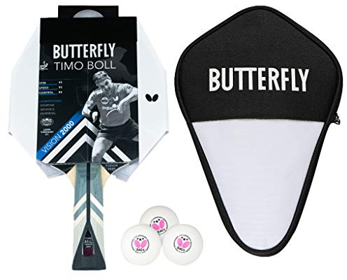 Butterfly® Timo Boll Vision 2000 Tischtennisschläger | Tischtennis Racket Bat TT Profi Wettkampfschläger technisch fortgeschrittene Spieler | ITTF zertifizierter Wakaba Belag | Griffform