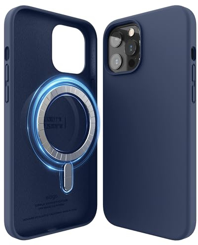 elago Magnetische Silikon Hülle für iPhone 12/12 Pro | Kompatibel mit MagSafe, integrierte Magnete, Silikon (Dunkelblau)