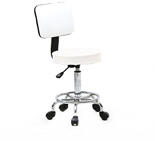 Alightup Hocker mit Rollen, rundes Kissen, runde Füße und Rückenlehne – Weiß 1