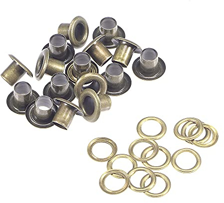uxcell Eyelets with Washers, 10 x 5 x 7mm Alloy Through Hole Hollow Rivets Grommets Bronze Tone 100 Set