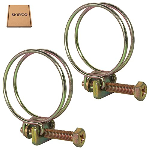 SKIR'CO Lot de 2 colliers de serrage réglables à double fil 38-42 mm, colliers de serrage en acier galvanisé (2 pièces, 38-42 mm)