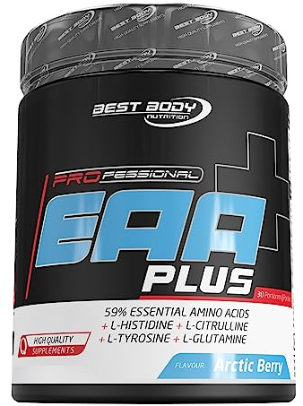 Best Body Nutrition EAA Pulver Professional Plus 450g Arctic Berry – Vegan Amino Komplex mit 8 essentiellen Aminosäuren – Laktosefrei – Zuckerfrei – Ohne Aspartam – Training & Alltag | 8 essenzielle Aminosäuren mit L-Glutamin und Citrullin-Malat, vegan, laktosefrei, zuckerfrei, Geschmack Arctic Berry