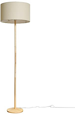 MiniSun | Single Stem Cream Wood Floor Lamp with a Cream Drum Shade | Floor Lamps & Torchieres, Home Décor, Improvement & Lifestyle Essential