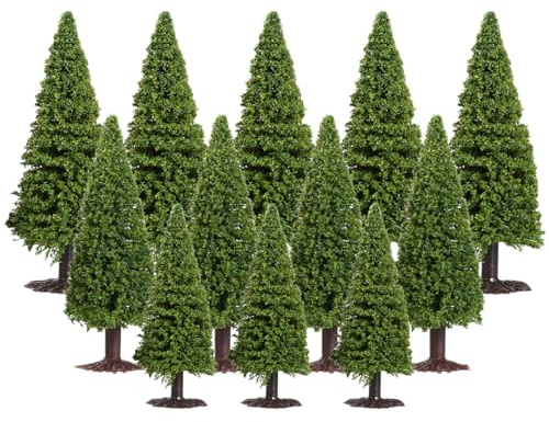 VICASKY Tannenbäume 15 Stücke Bäume Landschaft Landschaft Zedernbäume Mit Basis Zubehör Mini Baum Set Einsame Baumgruppe Miniaturbäume Zum Basteln DIY Modellbau Bäume H0 Tannen