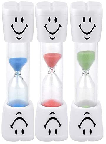 Temple Zahnputz-Sanduhr für Kinder, 3 Stück, Countdown, Smile und Bürste für gesunde Zähne, blau, grün und rot (2 Minuten)