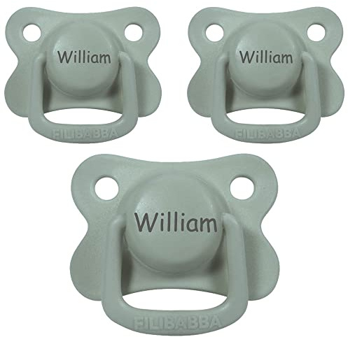 Namensschnuller, personalisiert auf Schnullern von Filibabba, Silikon. Größe 2, 6+ Monate, 3 Stück, Schnuller mit Namen, Nuckel, Junge, Mädchen, BPA-frei Schnuller, Made in Denmark, Graviert