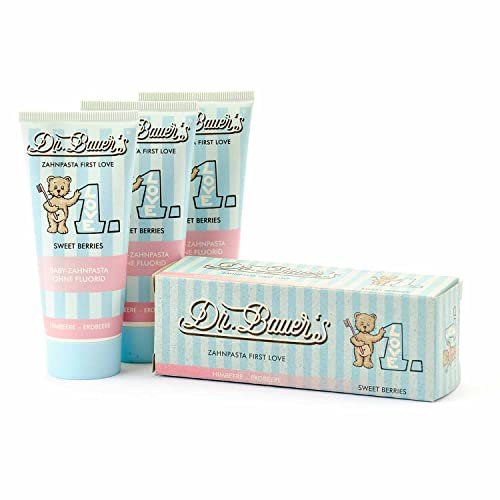 Dr. Bauer's baby-tandkräm, barntandkräm första kärlek söta bär utan fluor, 3-pack (3 x 50 ml)