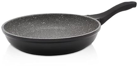 Krüger Aluguss Bratpfanne Barcelona Ø 28 cm | Granit-Optik | Induktion | Antihaft-Versiegelung | Backofenfest bis 180°C | Soft-Touch-Griff | Optimale Wärmeleitung | Für Fleisch, Fisch & Gemüse