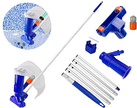 Pool-Staubsauger-Set, Gartenteich, Whirlpool-Staubsauger, Schwimmbadreiniger mit Teleskopstange, Wasserstaubsauger-Set, Filter, Kalkentferner