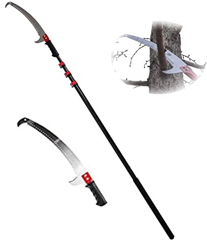 BEESOM Serrucho Poda Mango Telescópico, Sierras De Rama Alta, Serrucho de Poda Telescópico para Recortar Ramas Y Hojas, Herramienta De Poda De Jardinería Profesional,7.2m/24FT