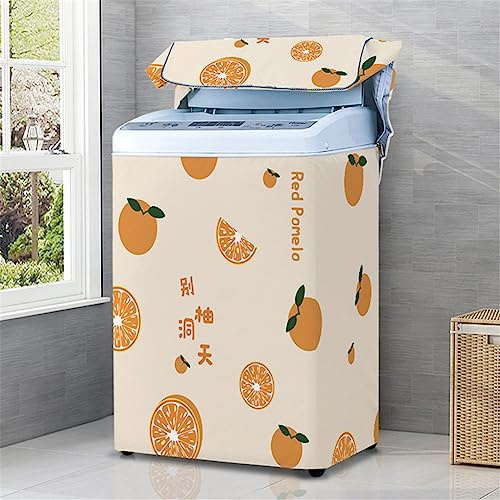 Odot Funda Lavadora de Carga Superior Funda, Lavadora Exterior Impermeable Protectora con Cremallera para Lavadora Cubierta y Secadora de Carga Superior (XXL,toronja naranja)