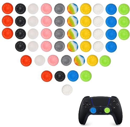 50 Pcs Silicone Xbox Thumb Grips Cap Cover, Colorful Silicone Thumb Grips Caps, Joystick Silicone Accessories Replacement Parts Compatible with PS4, PS5, xbox one, xbox 360 series controllers