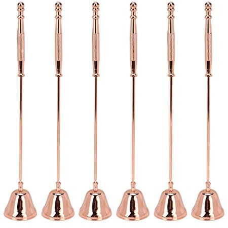 Tyenaza Roségoldenes Kerzenlöscher-Set, 6-teilig, Hornförmiger, Drehbarer Docht-Flammenlöscher Mit Ergonomischem Griff Für Kerzenliebhaber