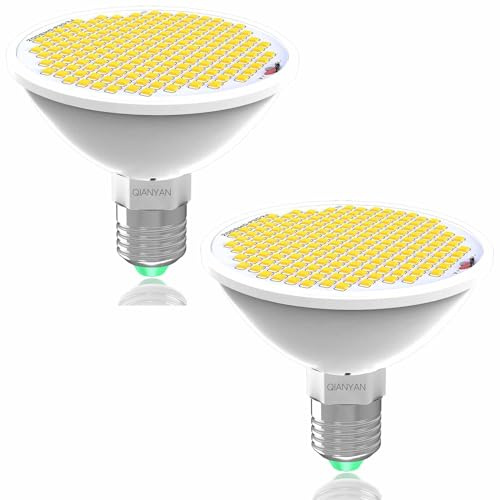 Vollspektrum LED-Pflanzenlampe Warmweiß 200 LED E27 für Zimmer und Garten, Langlebige Glühbirnen mit hohem Lichtausbeutungsgrad, Mehrfachnutzung für Innenpflanzen Orchideen und Zierpflanzen, 2 Pakete