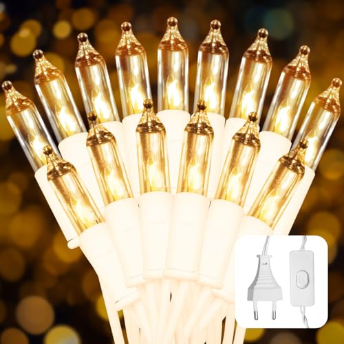 Ciskotu Lichterkette Weihnachtsbaum Warmweiß, 8.85M 50Lichter Lichterkette Tannenbaum Innen IP44 Wasserdicht mit Stecker, Geeignet für Weihnachtsdekoration, Weihnachtsbaumbeleuchtung, Raumdekoration