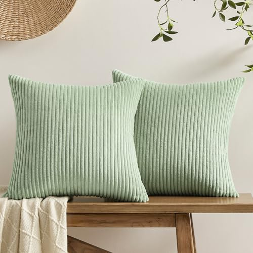 Softalker Kissenbezug 50x50 grün flauschig 2 Stücke Kissenhüllen Sofakissenbezüge Dekokissen Couchkissen Cushion Covers Kissen Aesthetic Deko für Sofa Wohnzimmer Schlafzimmer Bett Garten Frühling