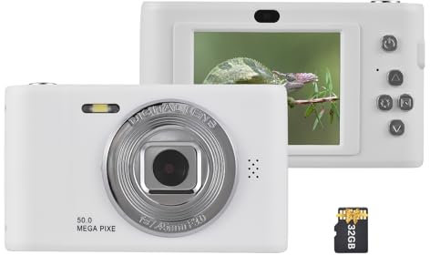 Andoer Cámara Digital 1080P, 50 MP, Zoom 8x, Pantalla 2.4 Pulgadas, Tarjeta TF de 32 GB, Regalo Ideal para Niños y Adolescentes