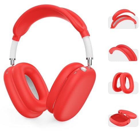AHASTYLE Silikon Hülle für AirPods Max Case und Zubehör für AppleKopfhörer Max 2/1 [4-in-1] [Passt in den Ladekoffer] Weiches Silikon AirPods Max Hülle Kompatibel mit Airpods Max 2/1 (2026/2024/2020)