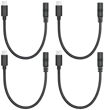 4Pcs Short DC 3.5mm x 1.35mm to USB C Power Cord 6inch, DC 35135 Female to USB Type C Male Plug 5V 5A Power Charging Cord Extension Cable, for LED Desk Lamp, Small Fan Etc Other USB Type C Equipment