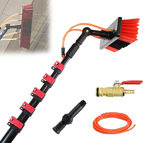 LZDOYY Teleskopstange wasserführend, Teleskopstange Fensterreinigung 3.6M-10.8M, mit Bürste, Photovoltaikreinigung Solarreinigung Fassadenreinigung Fensterreinigung Wintergartenreinigung,6M/20FT