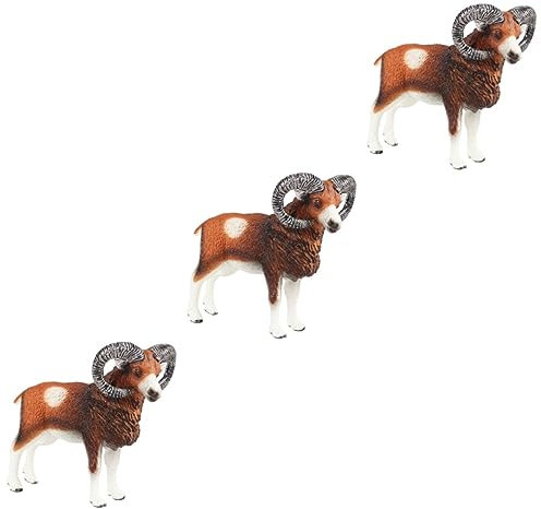 KOMBIUDA 3stücke Imitation Mouflon Figurine Realistische Dekoration Für Zuhause Kinderspielzeug Und Miniaturfarm Hochwertiges Tiermodell Für Kreative Spielwelten Resin Für Erwachsene