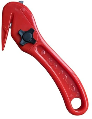 Safety Cutting Knife Box Opener Seat Belt Cutter Shrink Wrap, Tape Cutter Tool - HK521 Safety Box Cutters/Film Slitters - High Visibility Package Openers (5, RED)