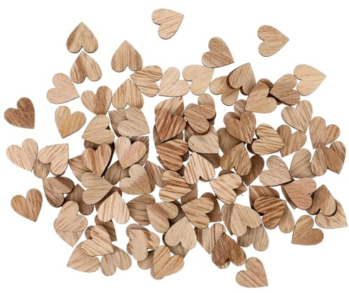 JIYIN 100 Stück Holzherzen Deko, 1.2cm Mini Holz Herzen Deko | klein holzherzen Tischdeko Holzherz Streudeko Holzherzen zum Basteln für DIY Handwerk Hochzeits-Deko Tischdeko Streudeko