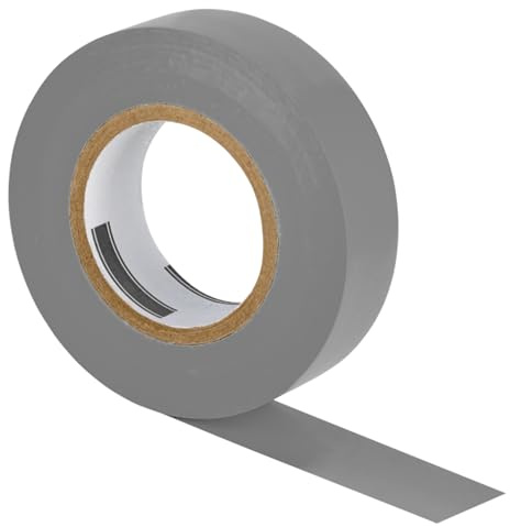ISOLATECH 5 rollos de cinta aislante de PVC, gris, 19 mm x 20 m x 0,15 mm, VDE 0340-3-1 2002-03 DIN EN 60454-3-1, ignífugo, se pueden quitar sin dejar residuos