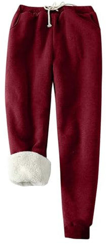 KONG JIMFAN Unterhosen Thermohose Gefüttert Thermo Leggings Beerenfarbe Damen Softshellhose Weiße Strumpfhose Damen Thermo Leggings Gefüttert Damen Thermo Shorts Damen(#01 Deep Red,L)