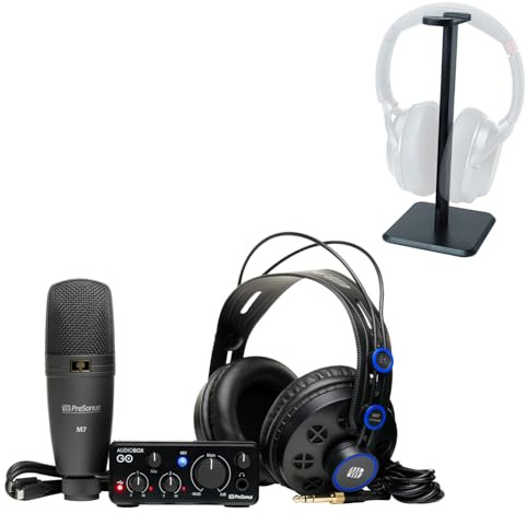 Presonus Audiobox GO Creator Bundle Recording Kit with Keepdrum Headphone Tripod