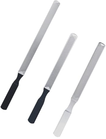 FOMIYES Set Di Lime Per Unghie in Acciaio Inossidabile - 3 Strumenti Per Manicure - Perfette Per La Nail Art - Lima Per Unghie Lucidante - Argento Lucido